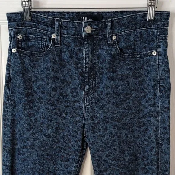 GAP Women's Dark Blue Leopard Print Skinny Jeans Leggings - Picture 1 of 11